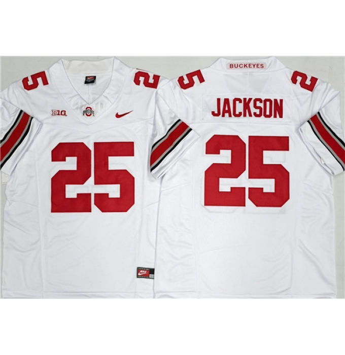 Men's Ohio State Buckeyes #25 Lamar Bo Jackson White 2025 F.U.S.E. Limited Stitched Jersey