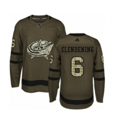 Men's Adidas Columbus Blue Jackets #6 Adam Clendening Authentic Green Salute to Service NHL Jersey
