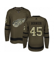Men's Adidas Detroit Red Wings #45 Jonathan Bernier Authentic Green Salute to Service NHL Jersey