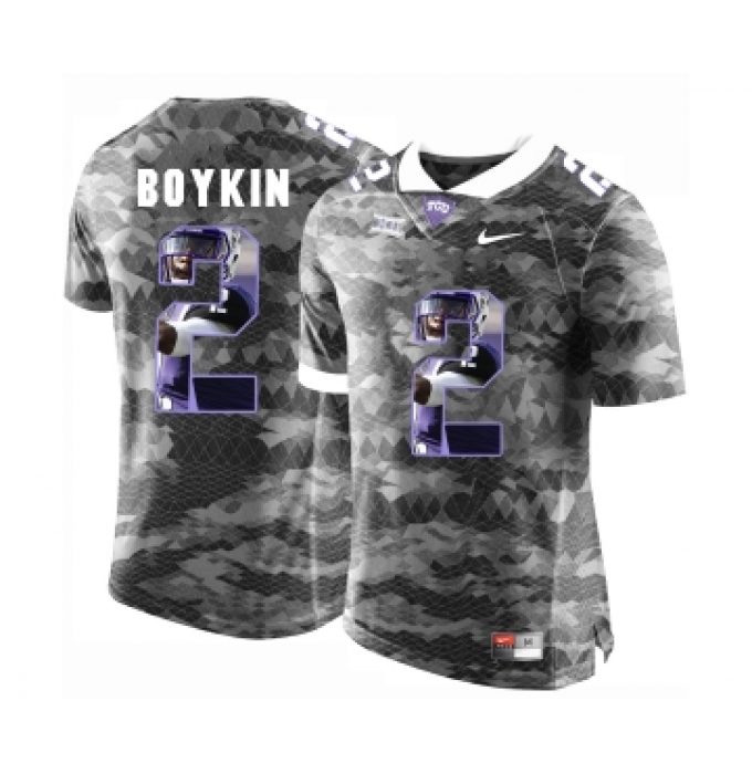TCU Horned Frogs 2 Trevone Boykin Gray With Portrait Print College Football Limited Jersey