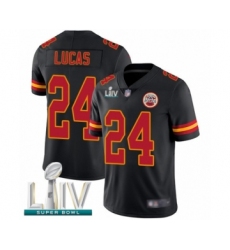 Men's Kansas City Chiefs #24 Jordan Lucas Limited Black Rush Vapor Untouchable Super Bowl LIV Bound Football Jersey