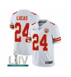 Men's Kansas City Chiefs #24 Jordan Lucas White Vapor Untouchable Limited Player Super Bowl LIV Bound Football Jersey
