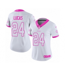 Women's Nike Kansas City Chiefs #24 Jordan Lucas Limited White Pink Rush Fashion NFL Jersey