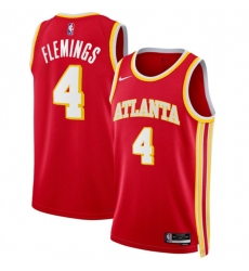 Men's Atlanta Hawks #4 Kingston Flemings Red 2026 Draft Icon Edition Stitched Jersey