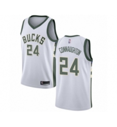 Men's Milwaukee Bucks #24 Pat Connaughton Authentic White Basketball Jersey - Association Edition