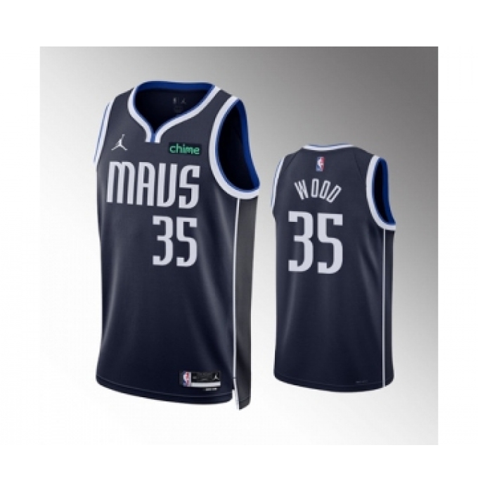 Men's Dallas Mavericks #35 Christian Wood Navy Statement Edition Stitched Basketball Jersey