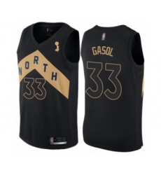Men's Toronto Raptors #33 Marc Gasol Swingman Black 2019 Basketball Finals Champions Jersey - City Edition