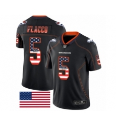 Men's Denver Broncos #5 Joe Flacco Limited Black Rush USA Flag Football Jersey