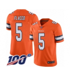 Men's Denver Broncos #5 Joe Flacco Limited Orange Rush Vapor Untouchable 100th Season Football Jersey