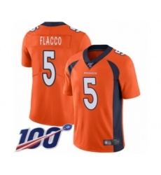Men's Denver Broncos #5 Joe Flacco Orange Team Color Vapor Untouchable Limited Player 100th Season Football Jersey
