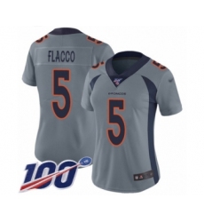 Women's Denver Broncos #5 Joe Flacco Limited Silver Inverted Legend 100th Season Football Jersey
