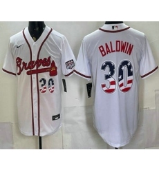 Men's Atlanta Braves #30 Drake Baldwin White USA 250 Fourth of July Home Stadium Stitched Jersey
