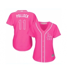 Women's Los Angeles Dodgers #11 A. J. Pollock Authentic Pink Fashion Cool Base Baseball Jersey