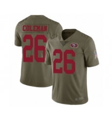 Men's San Francisco 49ers #26 Tevin Coleman Limited Olive 2017 Salute to Service Football Jersey