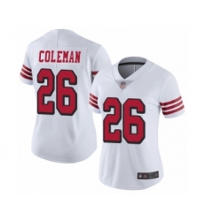 Women's San Francisco 49ers #26 Tevin Coleman Limited White Rush Vapor Untouchable Football Jersey
