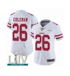 Women's San Francisco 49ers #26 Tevin Coleman White Vapor Untouchable Limited Player Super Bowl LIV Bound Football Jersey