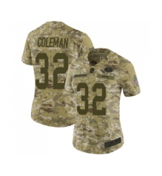 Women's San Francisco 49ers #32 Tevin Coleman Limited Camo 2018 Salute to Service Football Jersey