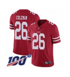 Youth San Francisco 49ers #26 Tevin Coleman Red Team Color Vapor Untouchable Limited Player 100th Season Football Jersey