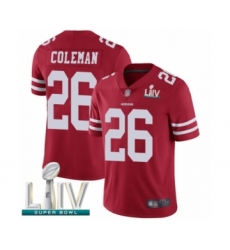 Youth San Francisco 49ers #26 Tevin Coleman Red Team Color Vapor Untouchable Limited Player Super Bowl LIV Bound Football Jersey