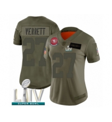 Women's San Francisco 49ers #27 Jason Verrett Limited Olive 2019 Salute to Service Super Bowl LIV Bound Football Jersey