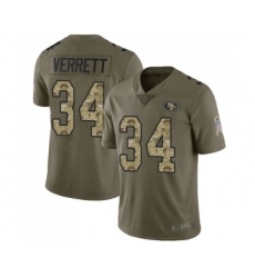 Youth San Francisco 49ers #34 Jason Verrett Limited Olive Camo 2017 Salute to Service Football Jersey