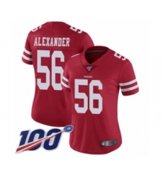 Women's San Francisco 49ers #56 Kwon Alexander Red Team Color Vapor Untouchable Limited Player 100th Season Football Jersey
