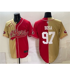 Men's San Francisco 49ers #97 Nick Bosa Gold Red Split Stitched Jersey
