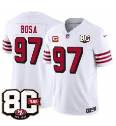 Men's San Francisco 49ers #97 Nick Bosa New White 2026 F.U.S.E. With 80th Anniversary & 4-Star C Vapor Untouchable Limited Football Stitched Jersey