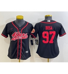 Women's San Francisco 49ers #97 Nick Bosa Black With Patch Cool Base Stitched Baseball Jersey