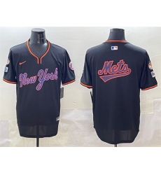 Men's New York Mets Team Big Logo Black 2025 Spring Training Stitched Baseball Jersey