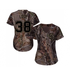 Women's San Diego Padres #38 Aaron Loup Authentic Camo Realtree Collection Flex Base Baseball Jersey