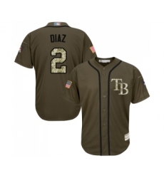 Men's Tampa Bay Rays #2 Yandy Diaz Authentic Green Salute to Service Baseball Jersey