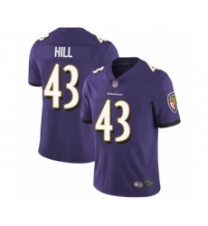 Men's Baltimore Ravens #43 Justice Hill Purple Team Color Vapor Untouchable Limited Player Football Jersey
