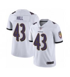Youth Baltimore Ravens #43 Justice Hill White Vapor Untouchable Limited Player Football Jersey