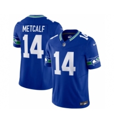 Men's Nike Seattle Seahawks #14 D.K. Metcalf Royal 2023 F.U.S.E. Vapor Limited Throwback Stitched Jersey