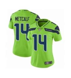 Women's Seattle Seahawks #14 D.K. Metcalf Limited Green Rush Vapor Untouchable Football Jersey