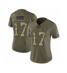 Women's San Francisco 49ers #17 Jalen Hurd Limited Olive Camo 2017 Salute to Service Football Jersey