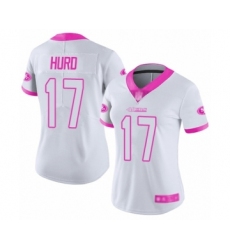 Women's San Francisco 49ers #17 Jalen Hurd Limited White Pink Rush Fashion Football Jersey