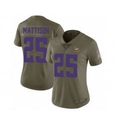 Women's Minnesota Vikings #25 Alexander Mattison Limited Olive 2017 Salute to Service Football Jersey