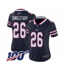 Women's Buffalo Bills #26 Devin Singletary Limited Navy Blue Inverted Legend 100th Season Football Jersey
