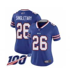 Women's Buffalo Bills #26 Devin Singletary Royal Blue Team Color Vapor Untouchable Limited Player 100th Season Football Jersey
