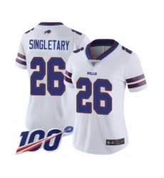 Women's Buffalo Bills #26 Devin Singletary White Vapor Untouchable Limited Player 100th Season Football Jersey