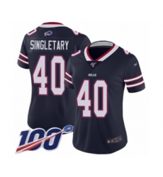 Women's Buffalo Bills #40 Devin Singletary Limited Navy Blue Inverted Legend 100th Season Football Jersey