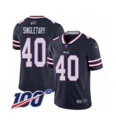 Youth Buffalo Bills #40 Devin Singletary Limited Navy Blue Inverted Legend 100th Season Football Jersey