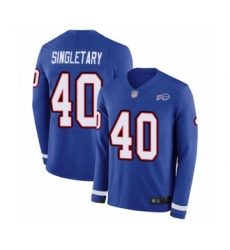 Youth Buffalo Bills #40 Devin Singletary Limited Royal Blue Therma Long Sleeve Football Jersey