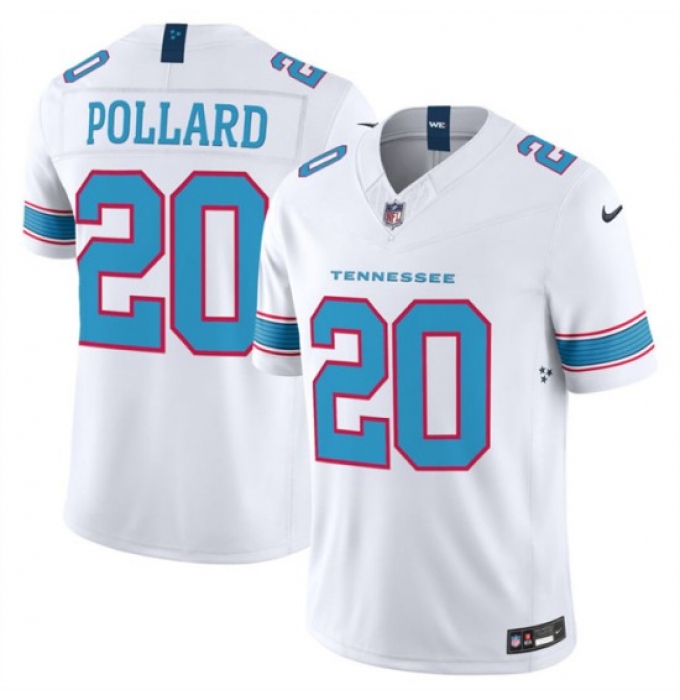 Men's Tennessee Titans #20 Tony Pollard White 2026 F.U.S.E. Vapor Limited Stitched Football Jersey
