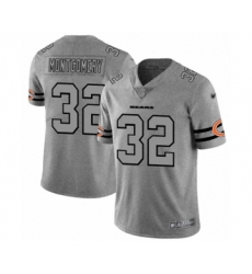 Men's Chicago Bears #32 David Montgomery Limited Gray Team Logo Gridiron Football Jersey