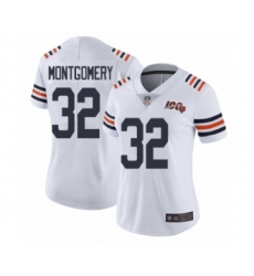 Women's Chicago Bears #32 David Montgomery White 100th Season Limited Football Jersey