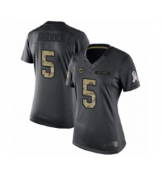 Women's Miami Dolphins #5 Jake Rudock Limited Black 2016 Salute to Service Football Jersey