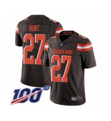 Men's Cleveland Browns #27 Kareem Hunt Brown Team Color Vapor Untouchable Limited Player 100th Season Football Jersey